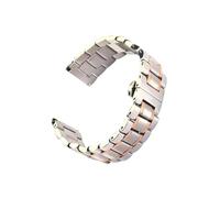 LUGEMA Cinturino In Acciaio Inossidabile A Doppio Scopo Con Gomito Piatto 12 14 16 18 19 20 21 22 23 24 Mm Con Chiusura A Farfalla A Doppia Pressione + Strumenti(Silver-rose gold,15mm)