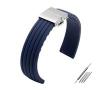 LUGEMA Cinturino In Gomma Siliconica Impermeabile Adatto For Accessori For Orologi Da 16, 18, 20, 22, 24 Mm Nero, Rosso E Blu Da Uomo(Blue silver B,24mm)