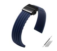 LUGEMA Cinturino In Gomma Siliconica Impermeabile Adatto For Accessori For Orologi Da 16, 18, 20, 22, 24 Mm Nero, Rosso E Blu Da Uomo(Blue black B,20mm)