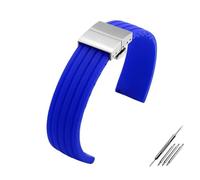 LUGEMA Cinturino In Gomma Siliconica Impermeabile Adatto For Accessori For Orologi Da 16, 18, 20, 22, 24 Mm Nero, Rosso E Blu Da Uomo(Sky blue silver B,16mm)