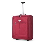 LUGG British Airways - Trolley leggero da cabina, in poliestere 600D, con push-up, ruote solide, Easyjet, Ryanair, armadietto delle vie aeree (44,5 x 35,6 x 9,4 cm), Rosso, 56x45x25cm, Rosso