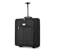LUGG Trolley leggero da cabina, in poliestere 600D resistente, con fiocco di neve, ruote solide, Easyjet, Ryanair, British Airways, Nero, 55x40x20cm, Overhead