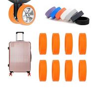 Luggage Compartment Wheel Protection Cover, Colorful Silent Silicone Luggage Wheel Covers,Portable Suitcase Wheel Protector Covers for Most 8 Caster Luggage (Orange)