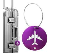 Luggage Tags | Badge Holders With Clip | Round Identifiers Travel Bag Tags | Metal Double Sided | Airplane Design Name Card Luggage For Travel Suitcases Outdoor Fun Roam