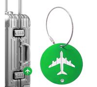 Luggage Tags - Round Identifiers Label, Gold Metal Airplane Baggage Accessory, Stainless Steel Security Wire Attachment, Sturdy Aluminum Alloy Frame | Address Checker for Men Women Travel Suitcases