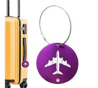 Luggage Tags - Round Identifiers Label, Gold Metal Airplane Baggage Accessory, Stainless Steel Security Wire Attachment, Sturdy Aluminum Alloy Frame | Address Checker for Men Women Travel Suitcases