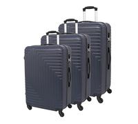 LUGGIT 3 valigie da viaggio pronte per il viaggio, 3 misure 40L, 68L, 100L, liscia a 360° gradi, trolley a 4 ruote girevoli in ABS, guscio rigido e leggero da viaggio a righe, con manico telescopico