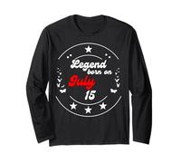 Luglio 15 Birthday Legend Man Boy Since 15 Luglio Maglia a Manica