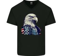 Luglio 4th American Eagle Con Bandiera USA Uomo Scollo A V Cotone T-Shirt