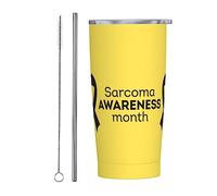Luglio è il mese della consapevolezza del cancro del Sarcoma Bicchiere con coperchio e cannuccia Bicchiere da 20 once in acciaio inossidabile con isolamento sotto vuoto Tazze da caffè riutilizzabili