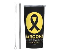 Luglio è il mese della consapevolezza del cancro del Sarcoma Bicchiere con coperchio e cannuccia Bicchiere da 20 once in acciaio inossidabile con isolamento sotto vuoto Tazze da caffè riutilizzabili
