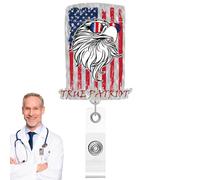 Luglio Infermiera Ruolo, Bandiera Revers Pin, 4° Glitter Design Acrylname Tags Clips, nome retrattile porta carta d'identità, ago patriottico per infermiera Doctor Teacher