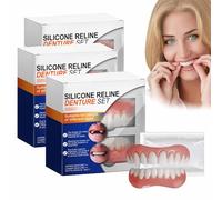 LUHAKA Silicone Reline Denture Set,Bikenda Silicone Denture Set,Silicone Restyle Prothese Set,Lightweight Nursing Braces,Soft Denture Reline Kit for Men & Women (3)