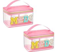 Luhaomisky 2 sacchetti rosa trasparenti per articoli da toeletta da viaggio, per medicine e snack, in PVC impermeabile, per donne e ragazze