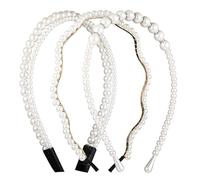 Luhaomisky 3 cerchietti per capelli con perle bianche scintillanti e perle finte, da sposa, accessori per feste e matrimoni