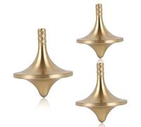LUHOCIY 3 trottole in metallo, trottole di precisione, adatte per tutte le età, buon equilibrio, ben lavorate, lunghe rotazioni, sia giocosi che visibili (colore ottone)