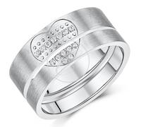 Lui E Her's Uno Love Forma Cuore Coppie Titanio Matrimonio Engageme Anelli 4&6mm