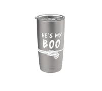Lui è il mio Boo Skeleton Matching Finger che indica Lui è il mio fischio Bicchiere termico in acciaio inox doppia parete