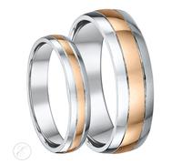 Lui e Lei 4&6mm 9ct Rosa Oro & Argento Altamente Lucidato Matrimonio Anelli Set