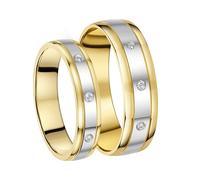 Lui e Lei 4&6mm Matrimonio Anelli 9ct Oro Due Colori Corte a Forma Di Rombi Set