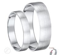Lui e Lei 4&6mm Spazzolato Opaco Piatto Tribunale Argento Matrimonio Anelli