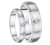 Lui e Lei 4&6mm Titanio Diamante Set Fede Nuziale