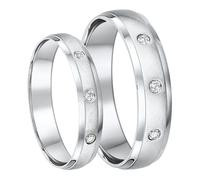 Lui e Lei 9ct Oro Bianco Diamante Set Anello Corte a Forma Di Opaco Lucido 4&5mm