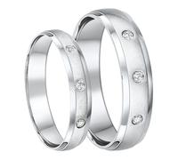 Lui e Lei 9ct Oro Bianco Diamante Set Anello Corte a Forma Di Opaco Lucido 4&5mm