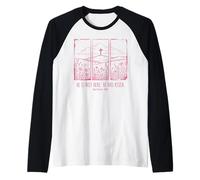 Lui è Risorto Buona Pasqua Gesù Fede Croce Cristiana Maglia con Maniche Raglan