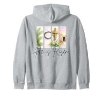 Lui è risorto Cristiano Pasqua Gesù Cristo Tomba Vuota Croce Felpa con Cappuccio