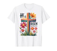 Lui è risorto Croce Floreale Pasqua risurrezione Cristiana Maglietta