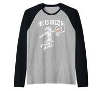 Lui è Rizzin Divertente Meme Basket Gesù Dunk Christian Dio Maglia con Maniche Raglan