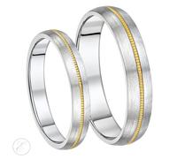 Lui & Hers Spazzolato Titanio & 9ct Oro Matrimonio Anelli Set 4&5mm