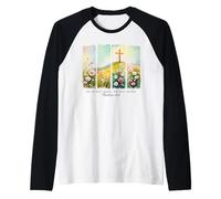 Lui Non è Qui, è risorto Pasqua Cristiano Gesù Pasqua Maglia con Maniche Raglan