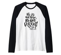 Lui Non è Qui è risorto Versetto Bibbia Donne Luke Scrittura Maglia con Maniche Raglan