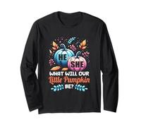 Lui o Lei What Will Our Little Pumpkin Be Autumn Baby Shower Maglia a Manica