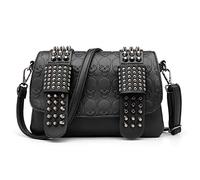 LUI SUI Borsa a tracolla in pelle con borchie borchiata con rivetti punk gotico da donna Borsa a tracolla in pelle