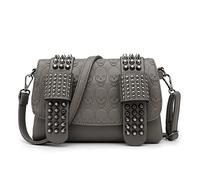 LUI SUI Borsa a tracolla in pelle con borchie borchiata con rivetti punk gotico da donna Borsa a tracolla in pelle