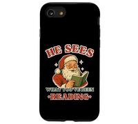 Lui vede quello che hai letto amante dei libri divertente Babbo Natale Custodia per iPhone SE (2020) / 7/8