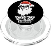 Lui vede quello che hai letto amante dei libri divertente Babbo Natale PopSockets PopGrip per MagSafe