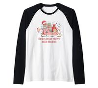 Lui Vede Quello Che Hai Letto Libro Divertente Natale Maglia con Maniche Raglan