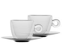 Luigi Bormioli Thermic Glass Confezione da 2 Tazze da Tè o Cappuccino con 2 Piatti, Vetro, Trasparente