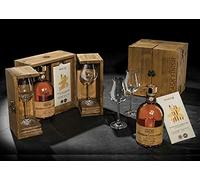 LUIGI FRANCOLI GRAPPA BOURBON FINISH CASK 50 CL CONFEZIONE IN LEGNO UNA BOTTIGLIA CON DUE BICCHIERI E CIOCCOLATO