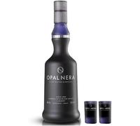 LUIGI FRANCOLI Liquore OPAL NERA ORIGINAL con 2 Bicchieri Vetro - SAMBUCA WITH BLACK SPICES - Ideale come dopo pasto, digestivo, long-drinks e Cocktail - Bottiglia 70 CL