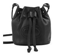 Luigi Women’s Leather Cross Body Bag with Drawstring Styling, Borsa a Tracolla da Donna, Nero, One Size