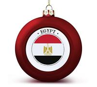 LUIJORGY Merry Christmas Bandiera Nazionale Pallina Ornamento Rosso Egitto, Bandiera Egitto Ornamenti Palla di Natale Ornamenti Decorazione per Albero di Natale Appeso Ricordo per Natale Vacanze