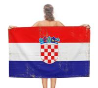 LUIJORGY Telo da spiaggia ad asciugatura rapida, telo da bagno estivo, 129,5 x 78,7 cm, bandiera della Croazia, telo da spiaggia a prova di sabbia, leggero, da viaggio, campeggio, escursionismo