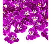 Luinabio 40 petali di orchidee artificiali, decorazioni floreali in finta seta, Phalaenopsis, teste di fiori per fai da te, artigianato, casa, feste di nozze (viola scuro)