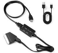 LUIRSAY Adattatore SCART a HDMI 1080P, Adattatore HDMI S-CART per TV, Convertitore SCART a HDMI con Cavo HDMI, Convertitore Video Audio Plug & Play per DVD, VHS, Xbox, PS2, PS3, STB, Blu-ray, Nero