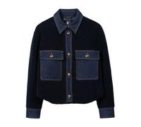 Luisa Cerano, ,Jackets ,Donna ,Blu ,M Giacca Camicia Lussuosa in Aspetto Shearling